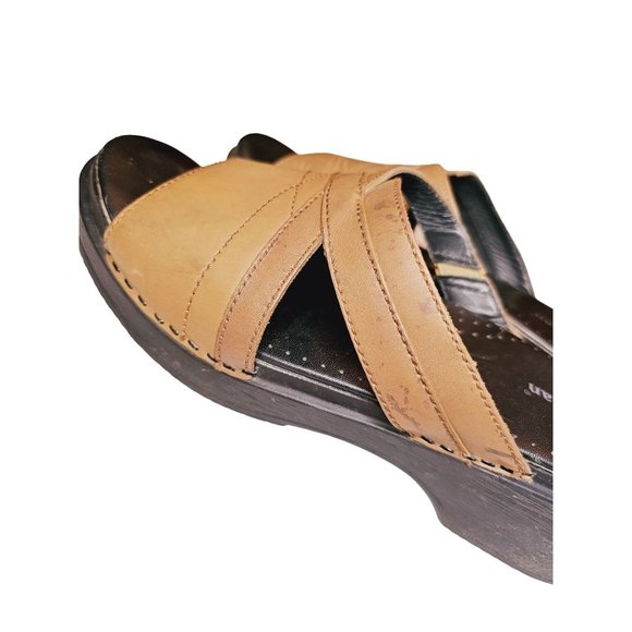 LL. Bean Sandals size 8.5 tan leather slip on - Picture 3 of 7